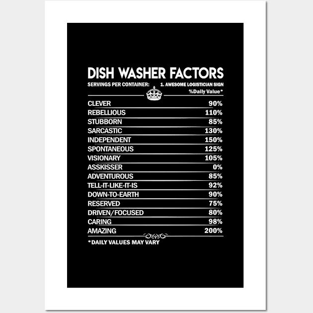 Dish Washer T Shirt - Dish Washer Factors Daily Gift Item Tee Wall Art by Jolly358